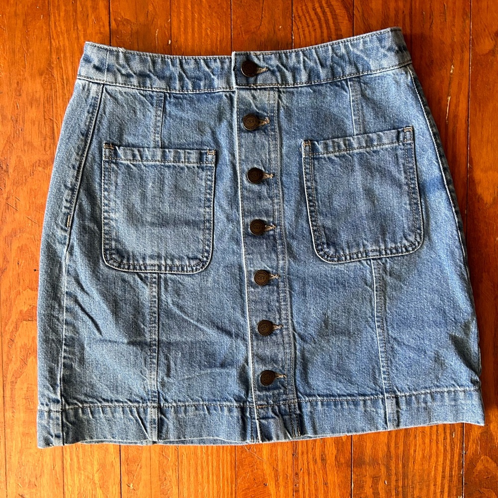 LOFT Button Down Denim Skirt